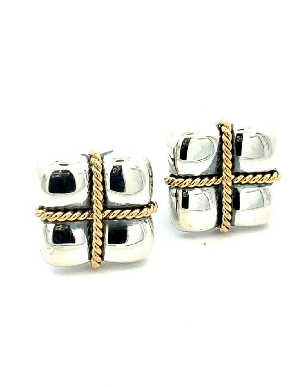 Tiffany & Co Estate Cufflinks Sterling Silver + 18K Gold TIF990